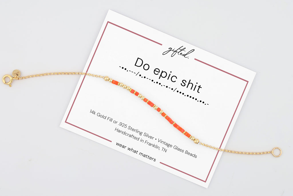 Do epic shit on its printed gifted. card, with the Morse line and the materials named