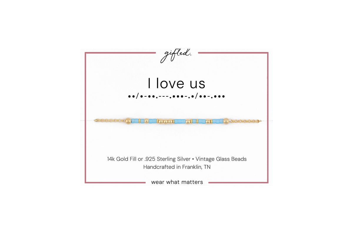 I love us spelled in Morse code in glass and metal beads on a gifted. card.
