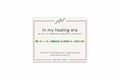 In my healing era spelled in Morse code in glass and metal beads on a gifted. card.