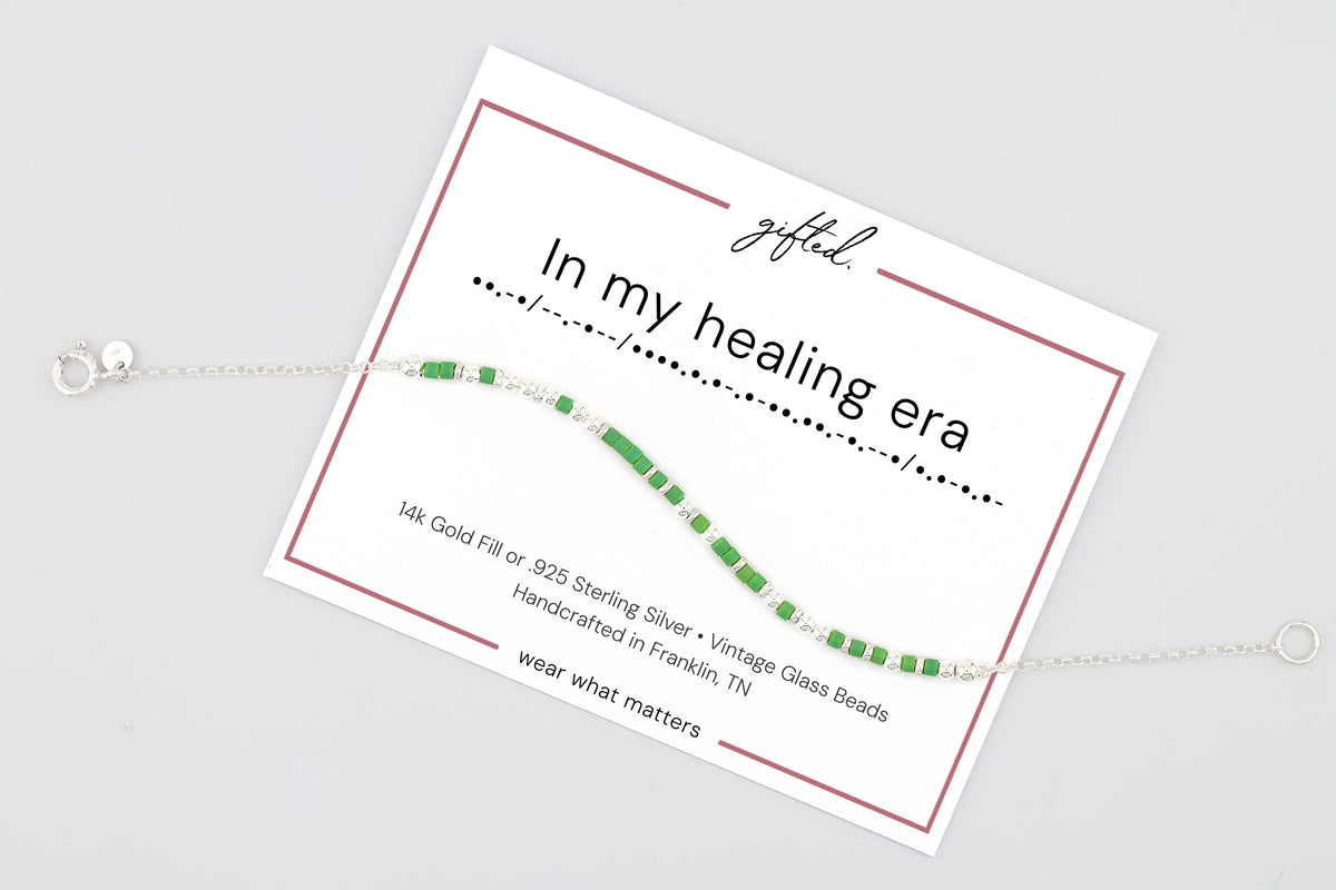 In my healing era on its printed gifted. card, with the Morse line and the materials named