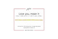 Love you, mean it spelled in Morse code in glass and metal beads on a gifted. card.