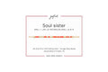 Soul sister spelled in Morse code in glass and metal beads on a gifted. card.