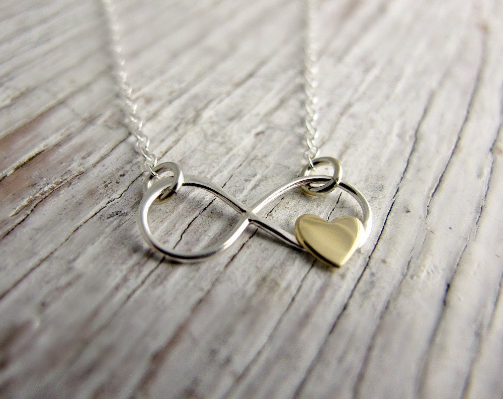 Father and Daughter Gift Necklace . Dainty Infinity with Heart Charm . Father Daughter Jewelry . Minimalist Pendant Necklace