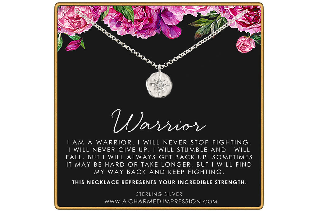 Warrior Necklace: Sterling Silver Strength Jewelry, Survivor Gift
