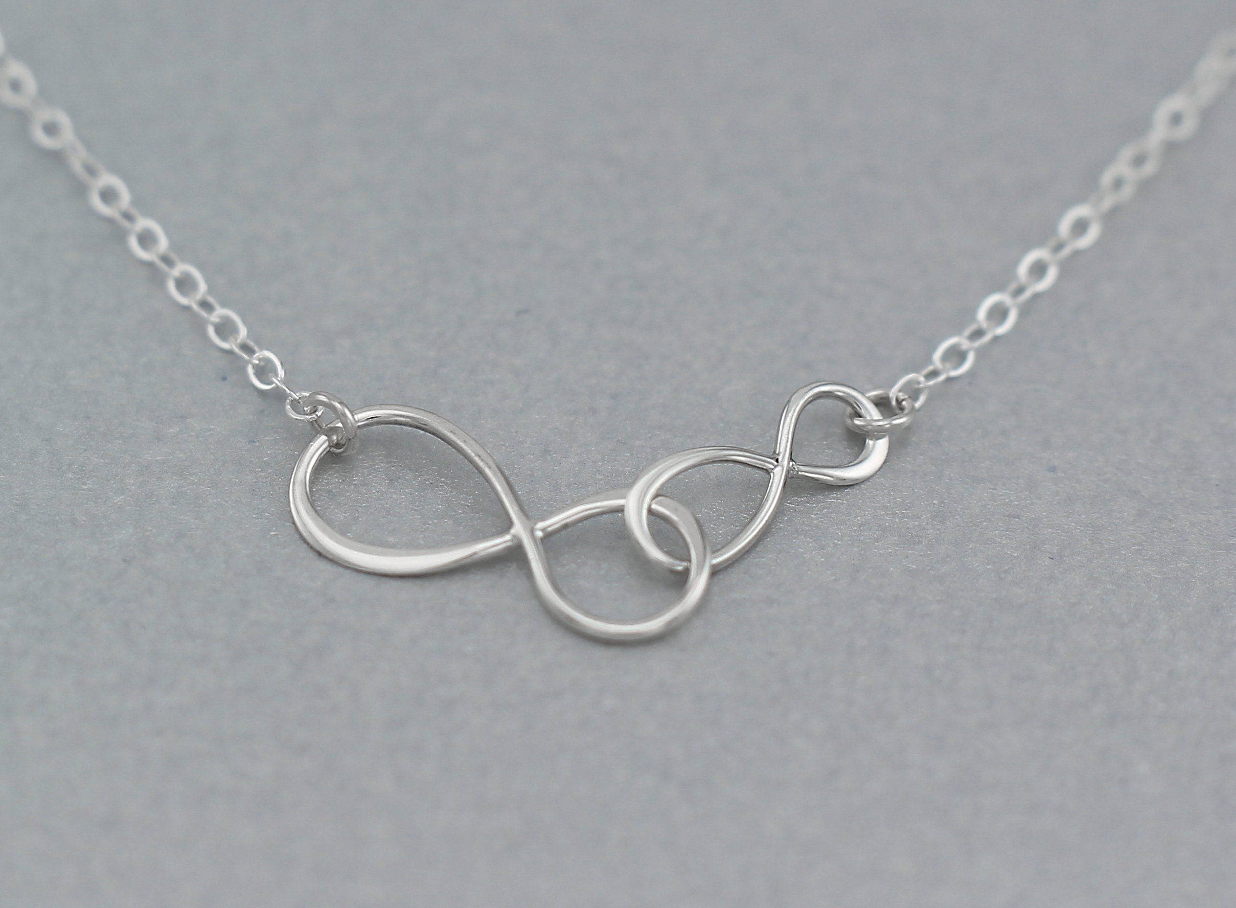 Sterling Silver Double Infinity Necklace: Mother Son Infinite Love