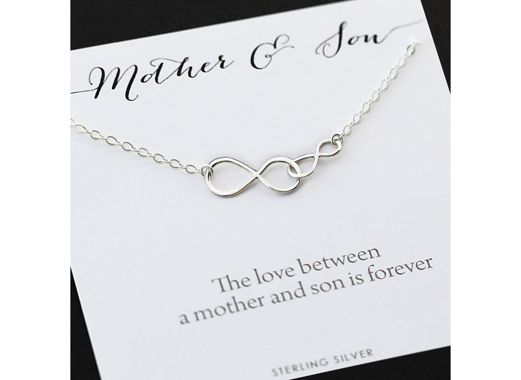 Sterling Silver Double Infinity Necklace: Mother Son Infinite Love