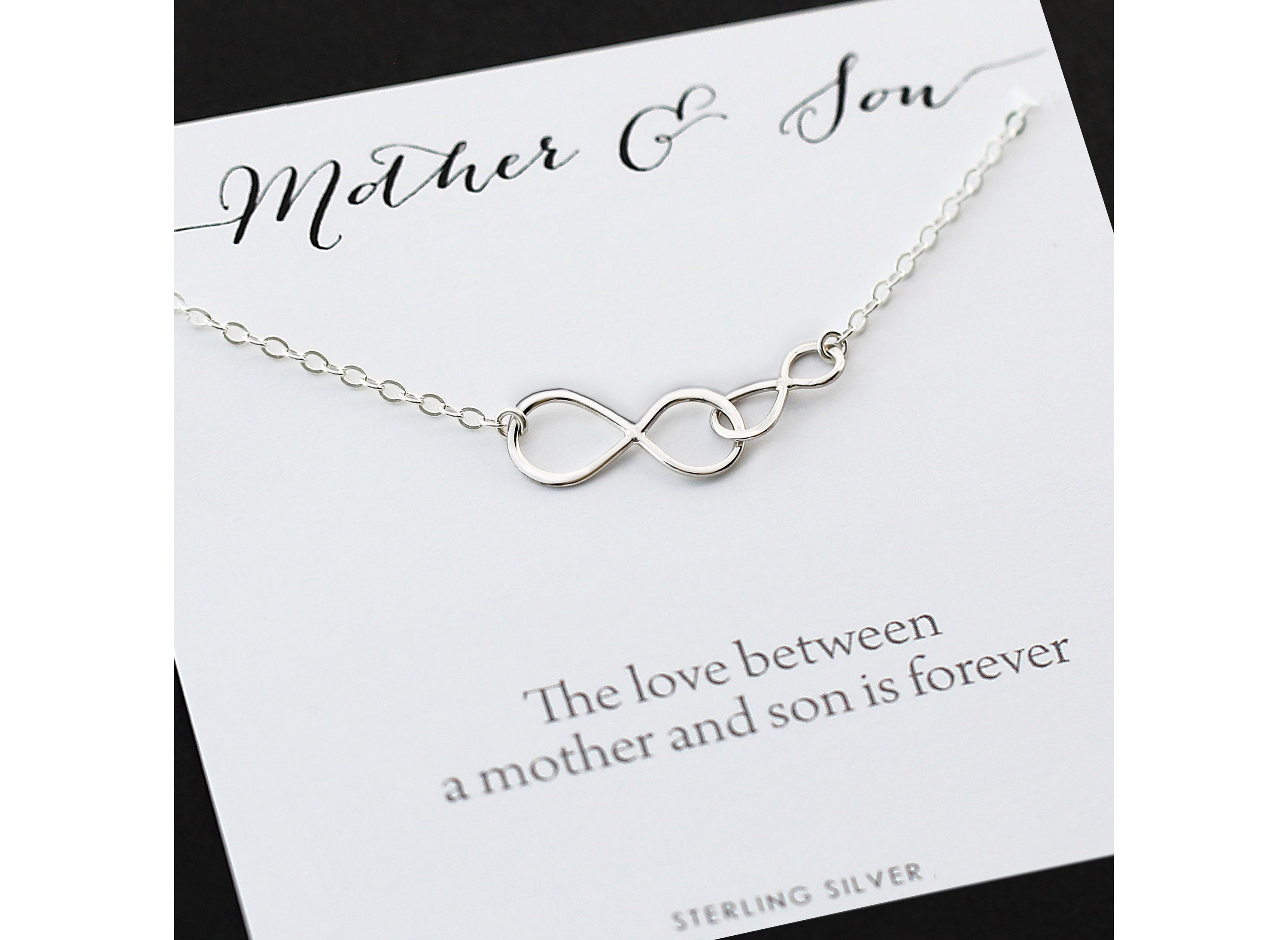 Sterling Silver Double Infinity Necklace: Mother Son Infinite Love