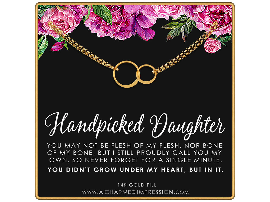 Handpicked Daughter Gift Sterling Silver Interlocking Circles Bracelet Chosen Daughter Adoption Gift 14k Gold Fill Forever Family Adjustable