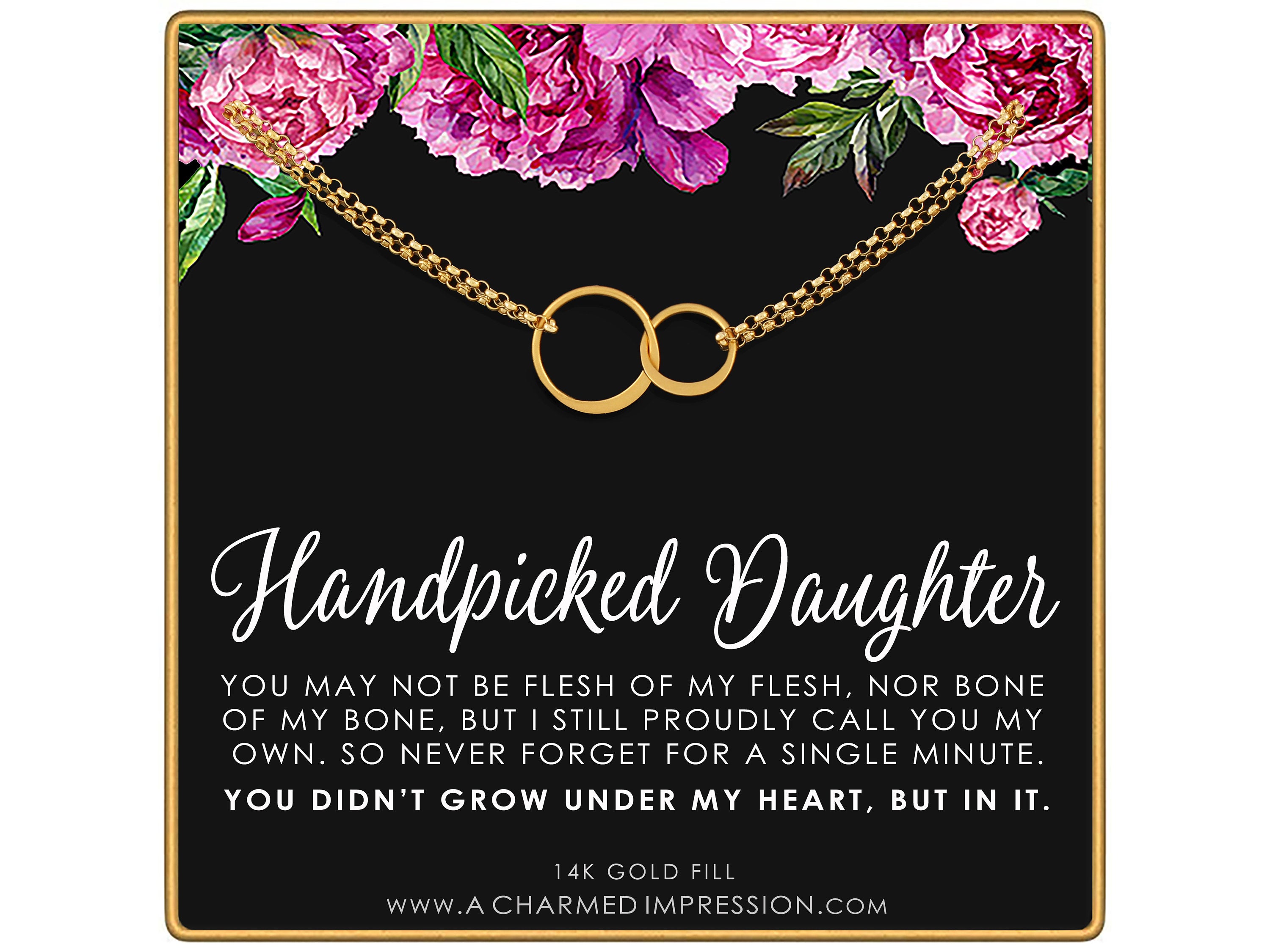 Handpicked Daughter Gift Sterling Silver Interlocking Circles Bracelet Chosen Daughter Adoption Gift 14k Gold Fill Forever Family Adjustable