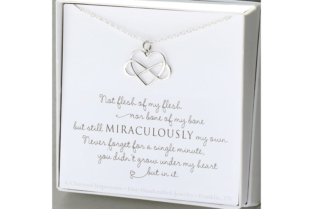 Gold Infinity Heart Necklace: Unbiological Daughter Gift