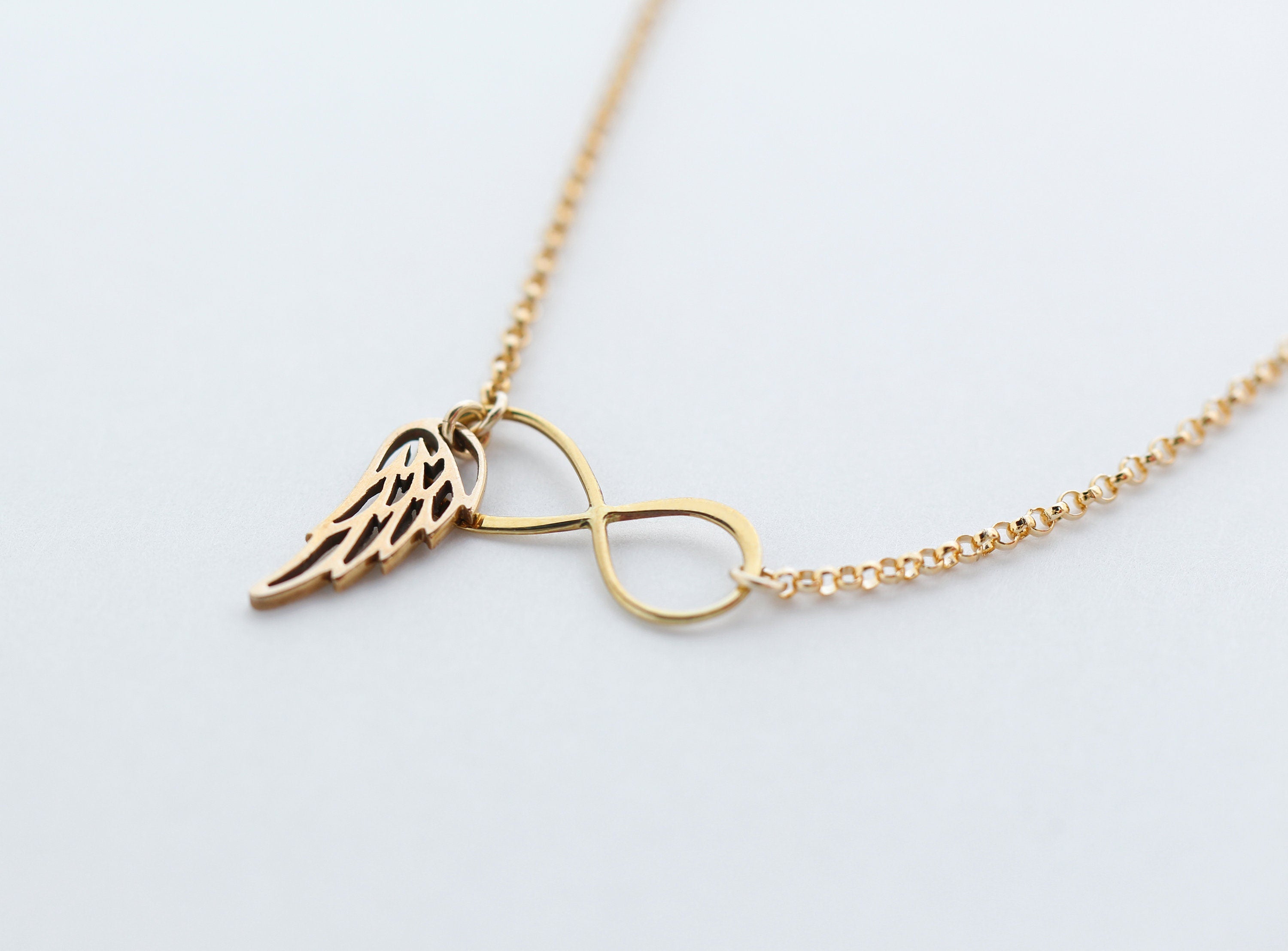 Sterling Silver Angel Wing Infinity Necklace: Memorial Gift