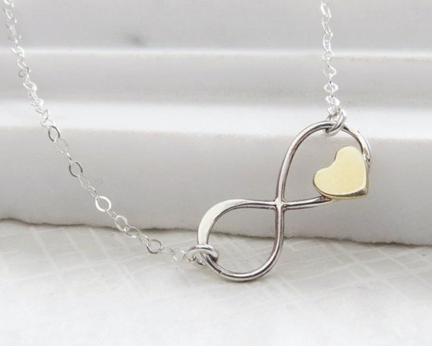 Father and Daughter Gift Necklace . Dainty Infinity with Heart Charm . Father Daughter Jewelry . Minimalist Pendant Necklace