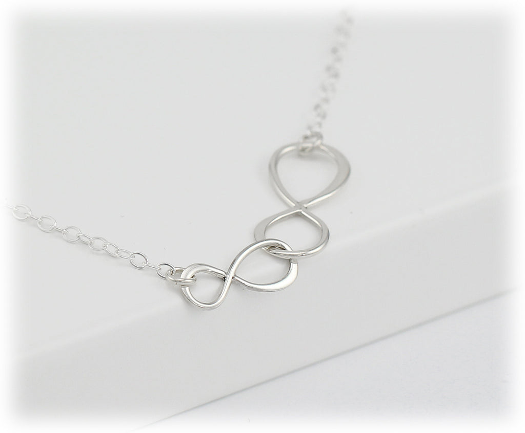 Sterling Silver Double Infinity Necklace: Mother Son Infinite Love