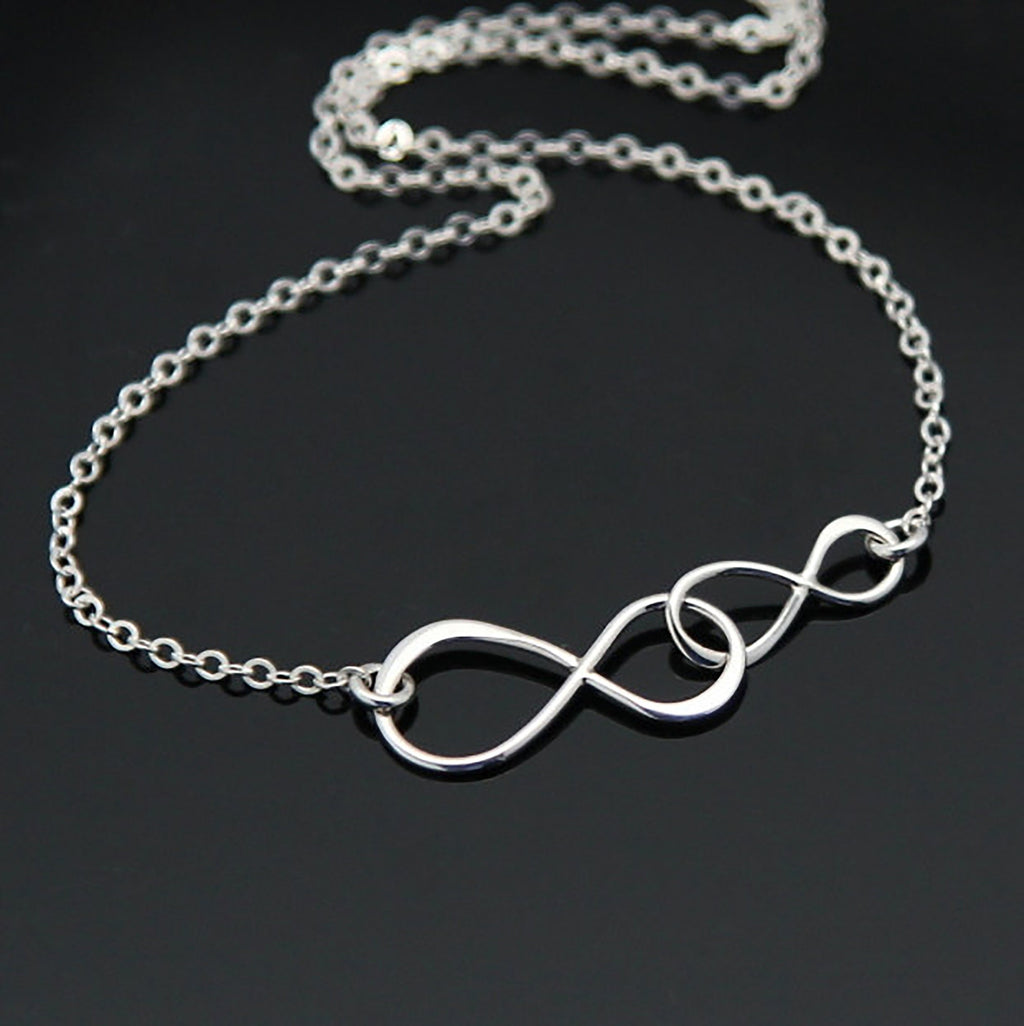 Sterling Silver Double Infinity Necklace: Mother Son Infinite Love