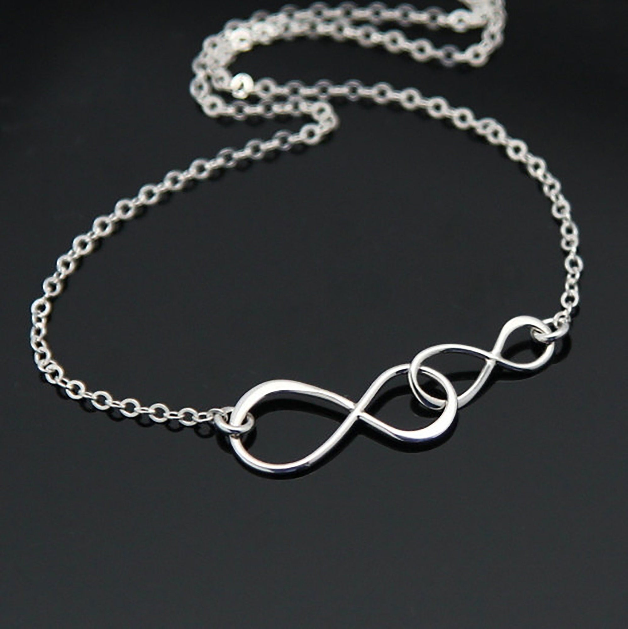 Sterling Silver Double Infinity Necklace: Mother Son Infinite Love