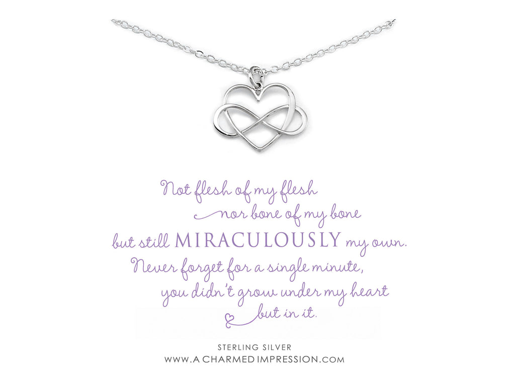 Gold Infinity Heart Necklace: Unbiological Daughter Gift