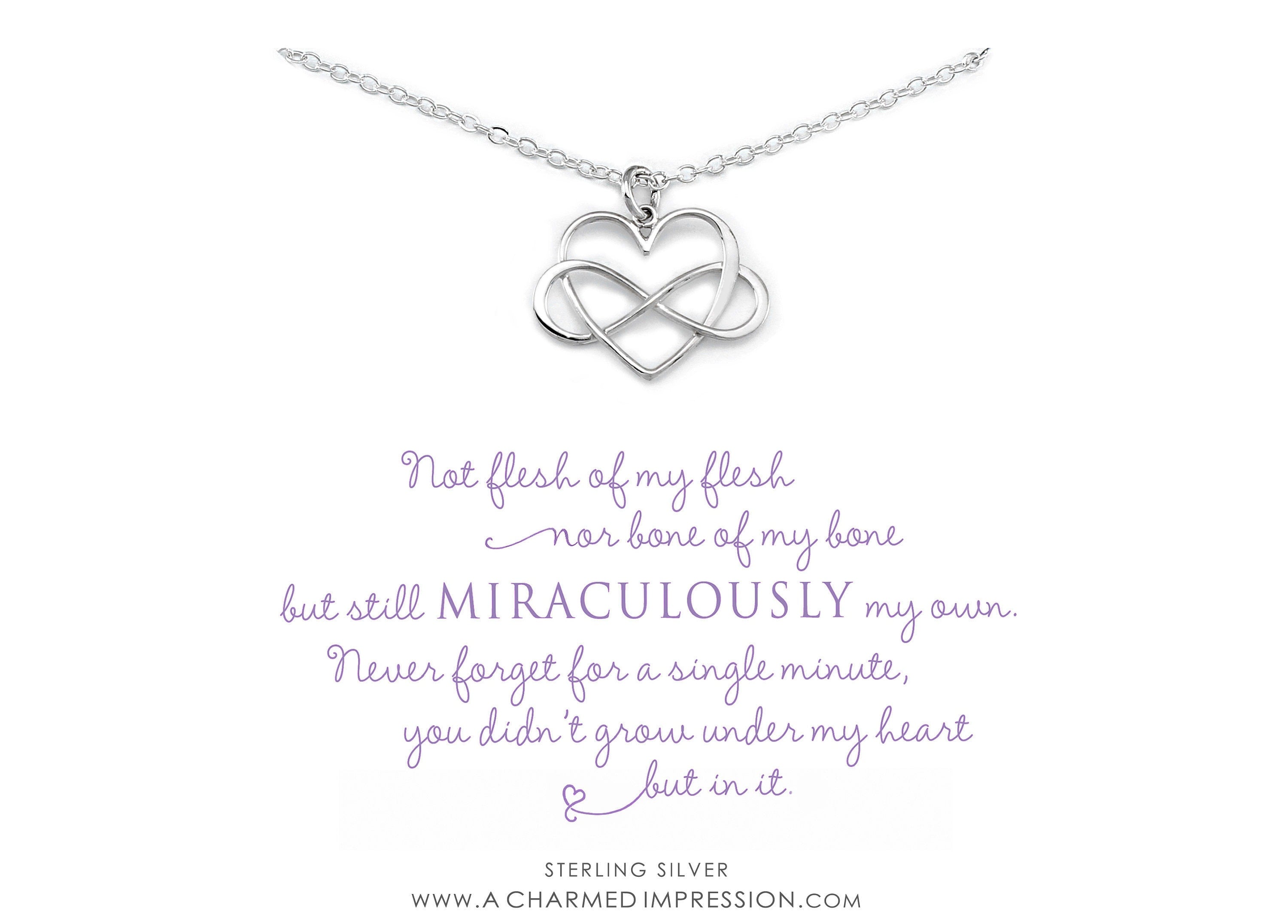 Gold Infinity Heart Necklace: Unbiological Daughter Gift
