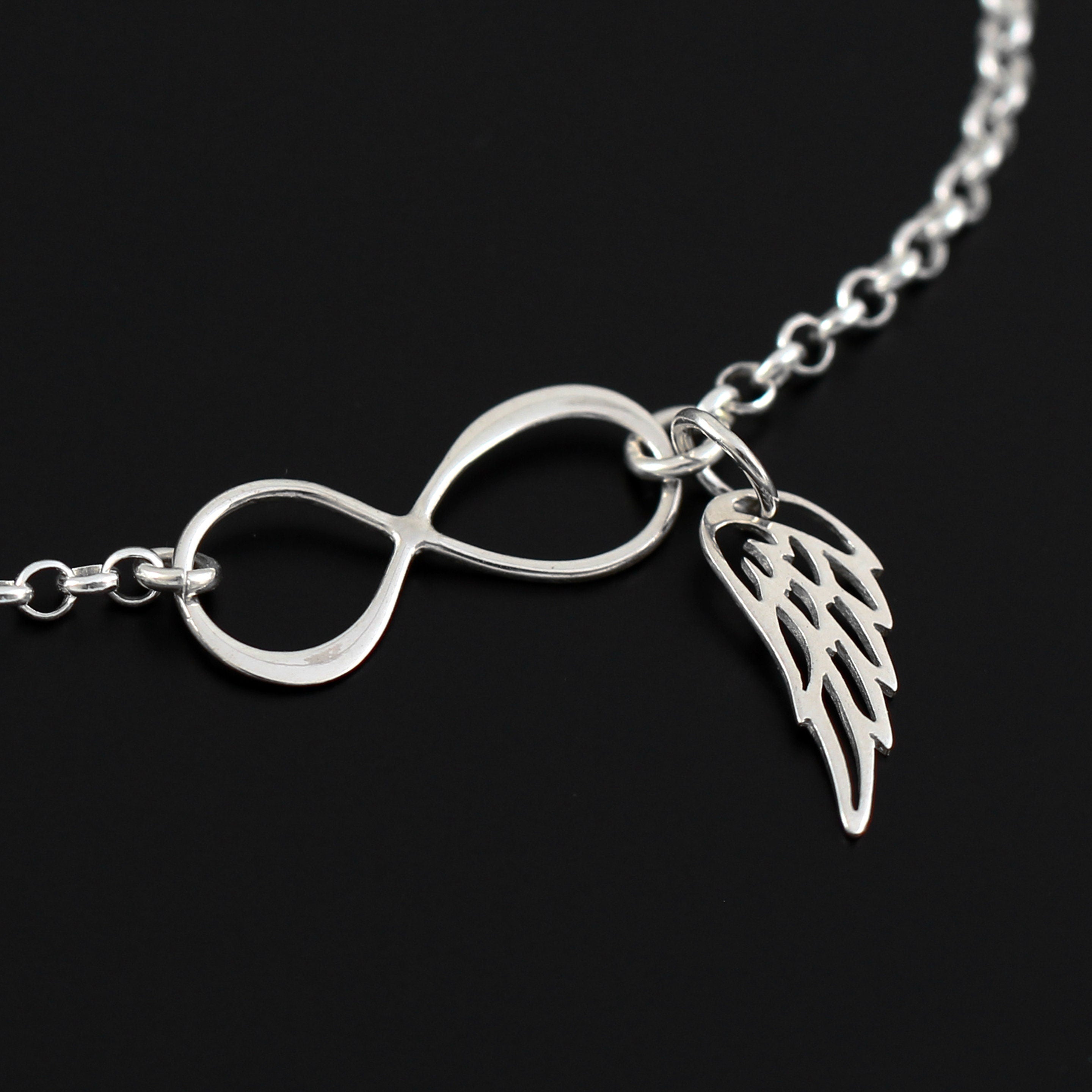 Sterling Silver Angel Wing Infinity Necklace: Memorial Gift
