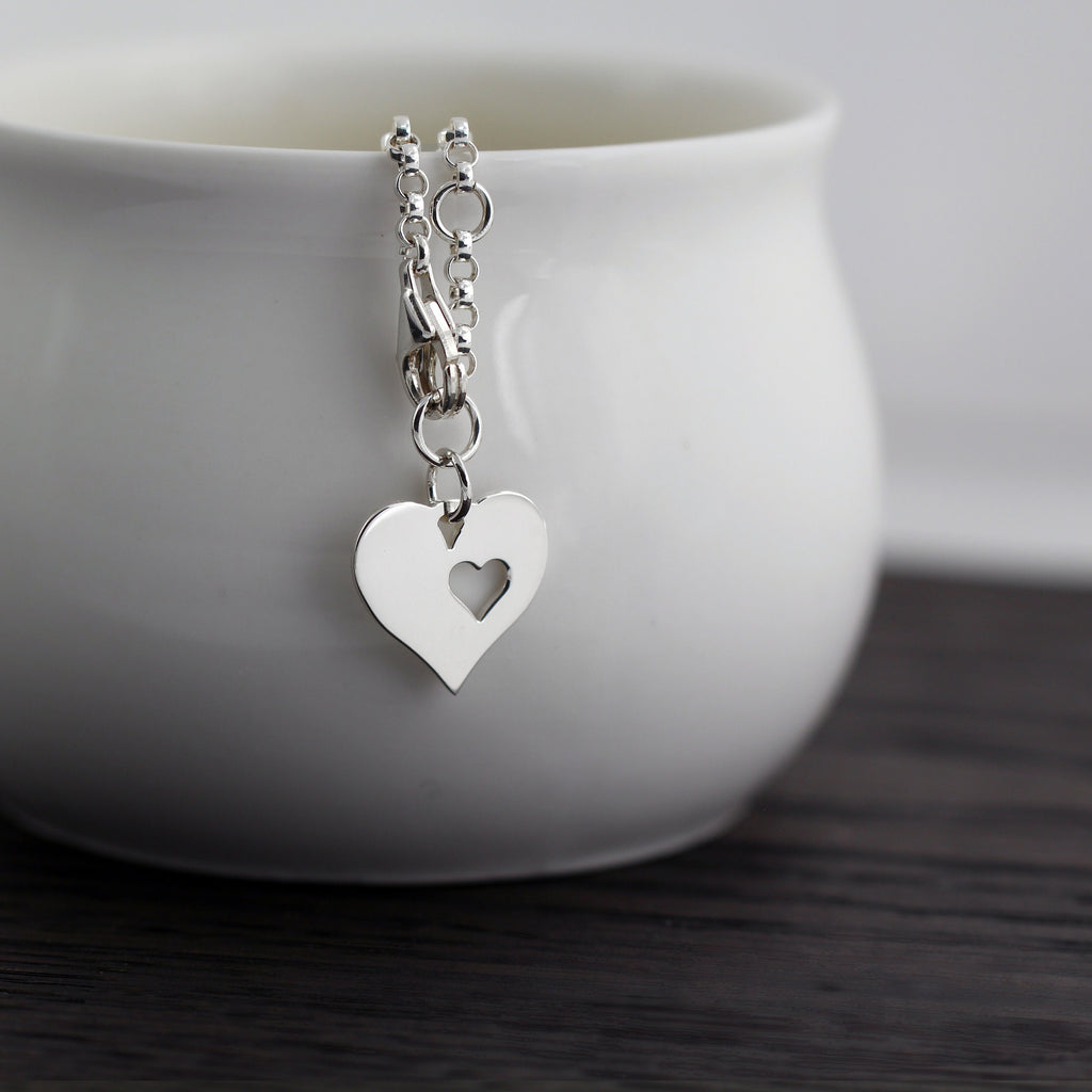 Adoption Gift: Sterling Silver Heart Daughter Bracelet