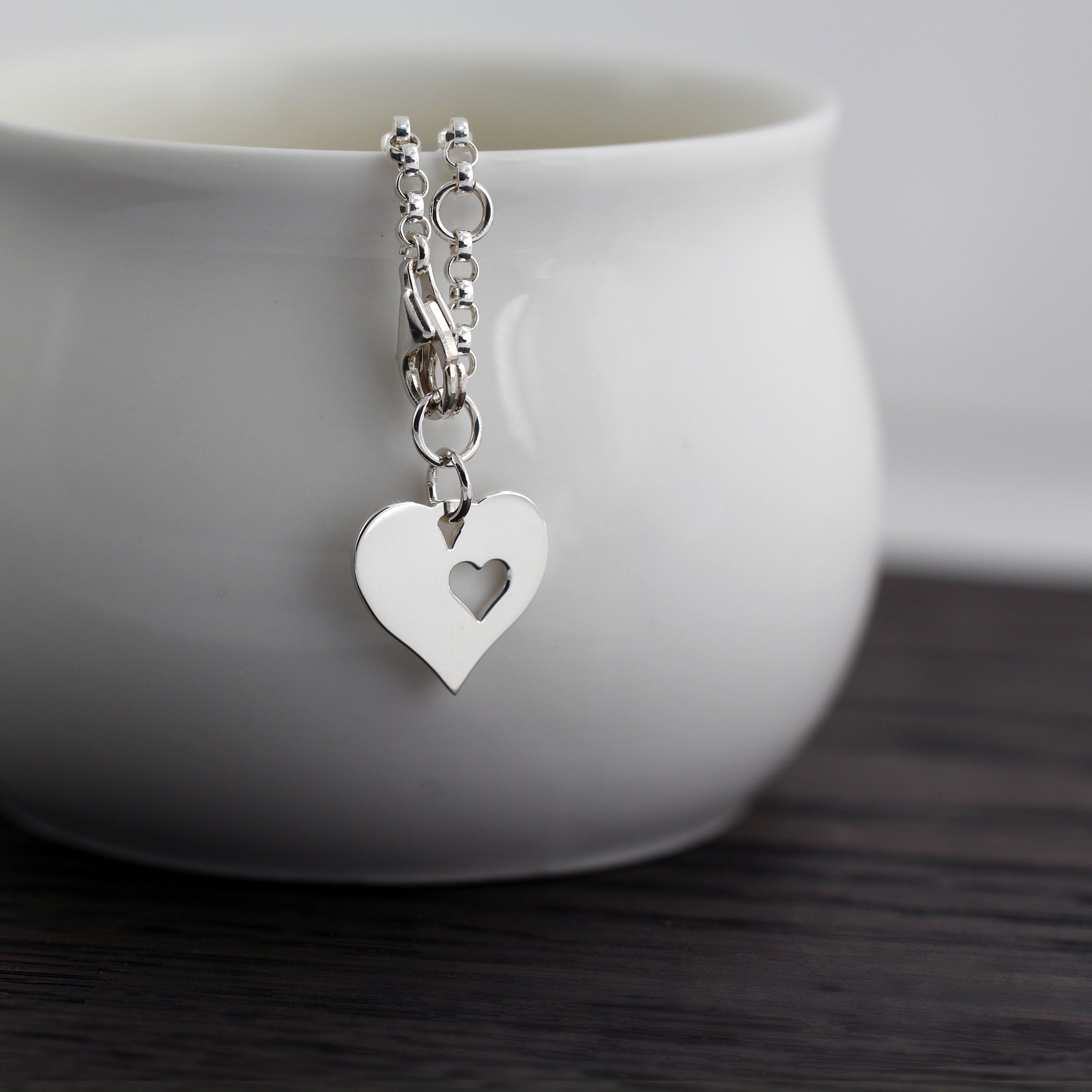 Adoption Gift: Sterling Silver Heart Daughter Bracelet