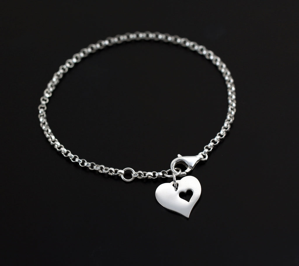 Adoption Gift: Sterling Silver Heart Daughter Bracelet