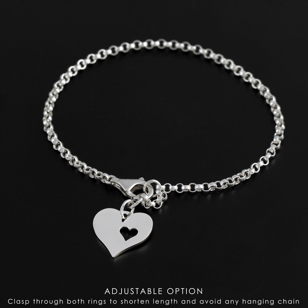 Adoption Gift: Sterling Silver Heart Daughter Bracelet