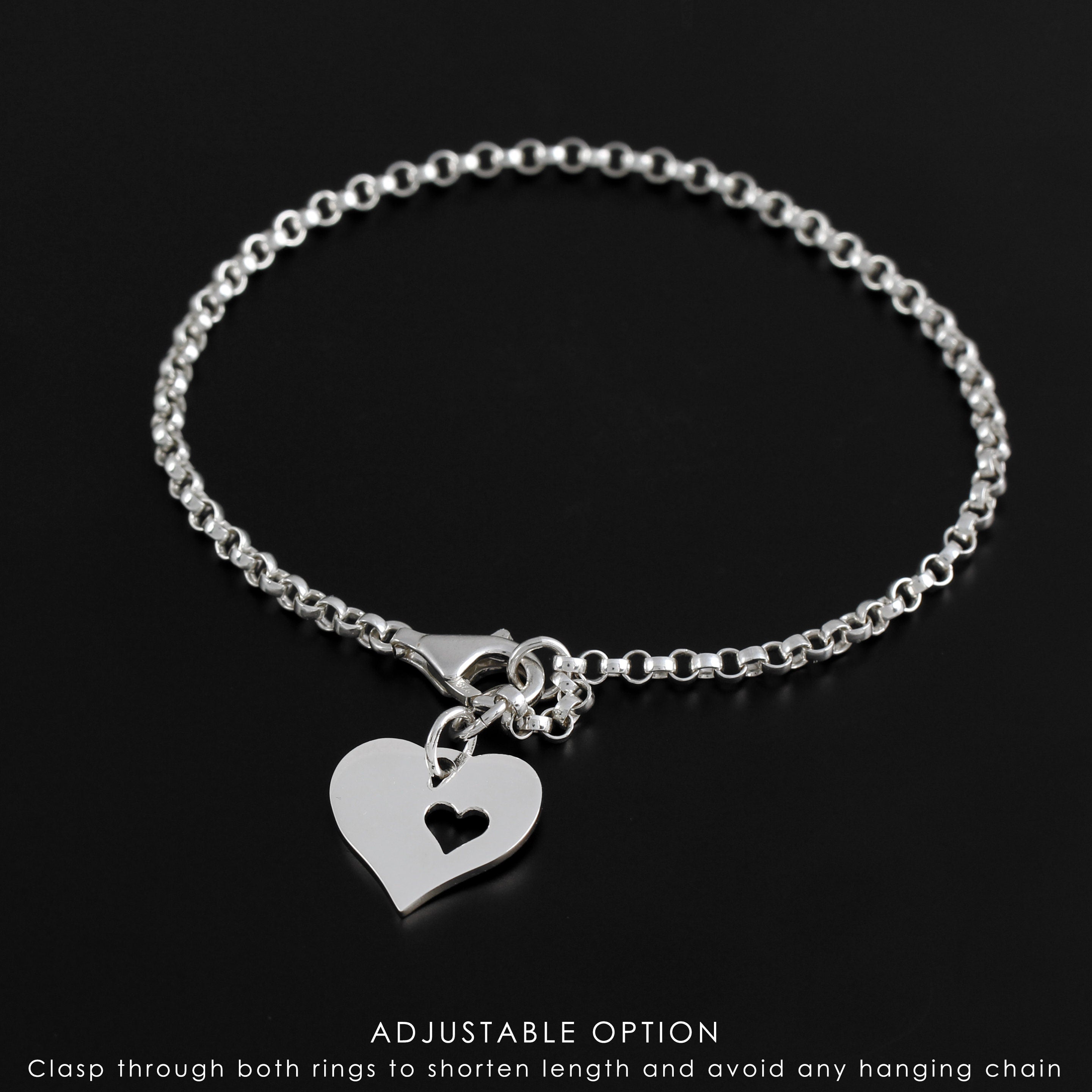 Adoption Gift: Sterling Silver Heart Daughter Bracelet