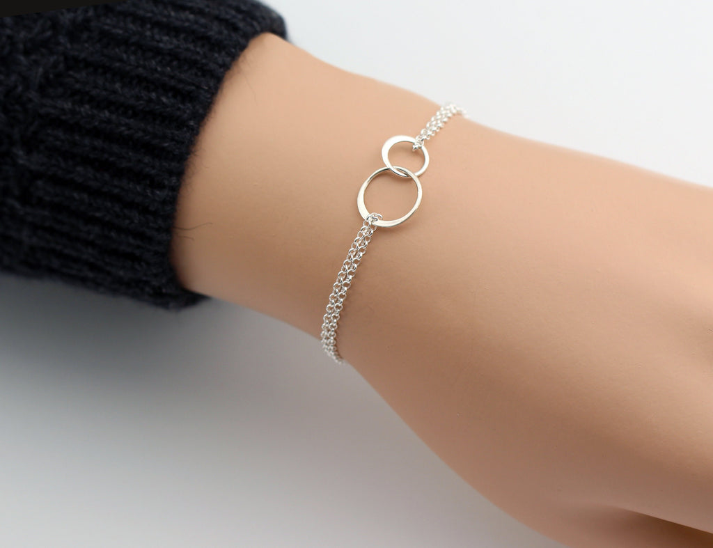 Handpicked Daughter Gift Sterling Silver Interlocking Circles Bracelet Chosen Daughter Adoption Gift 14k Gold Fill Forever Family Adjustable