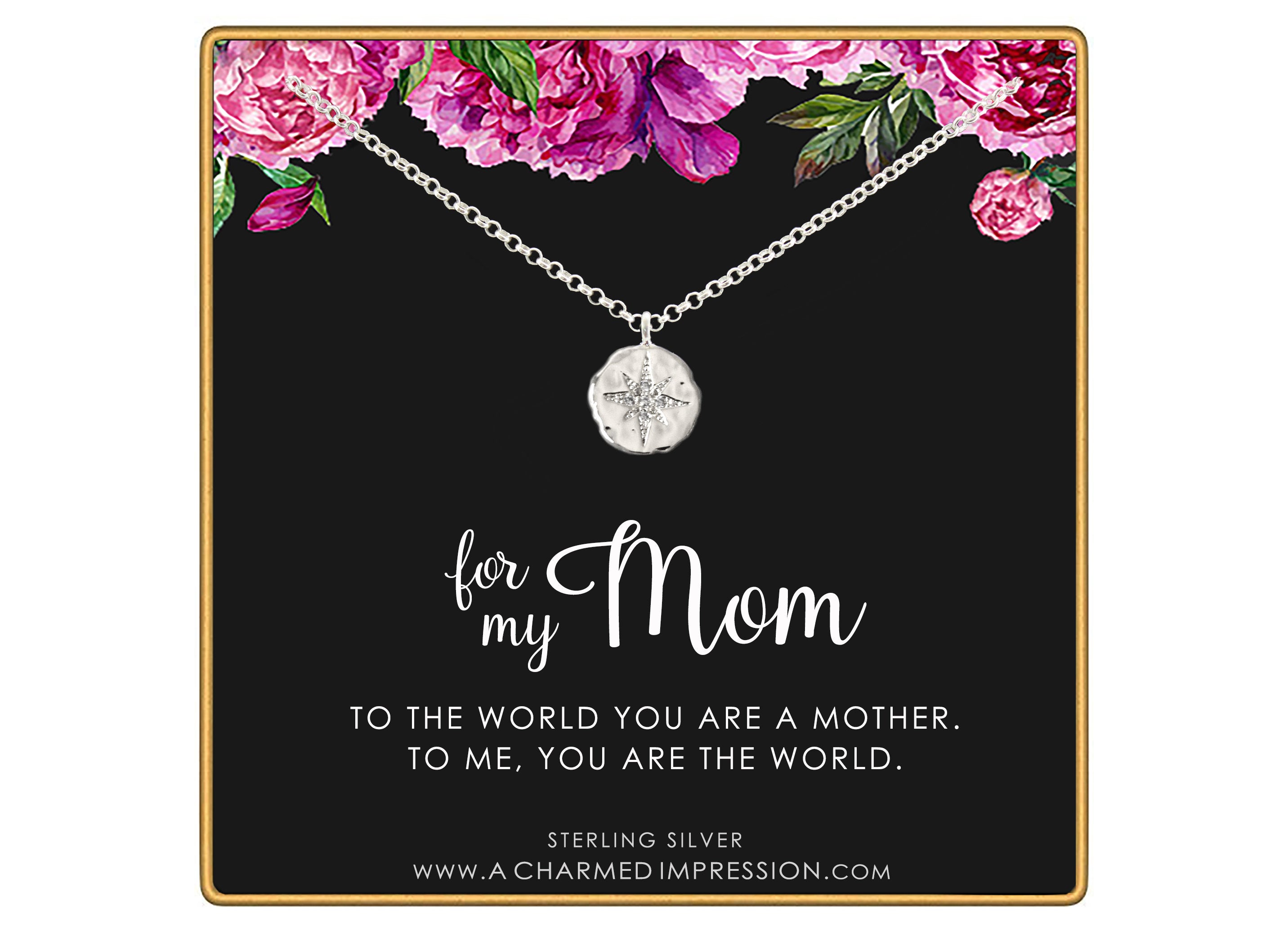 Sterling Silver Starburst Pendant Necklace - Gift For Mom