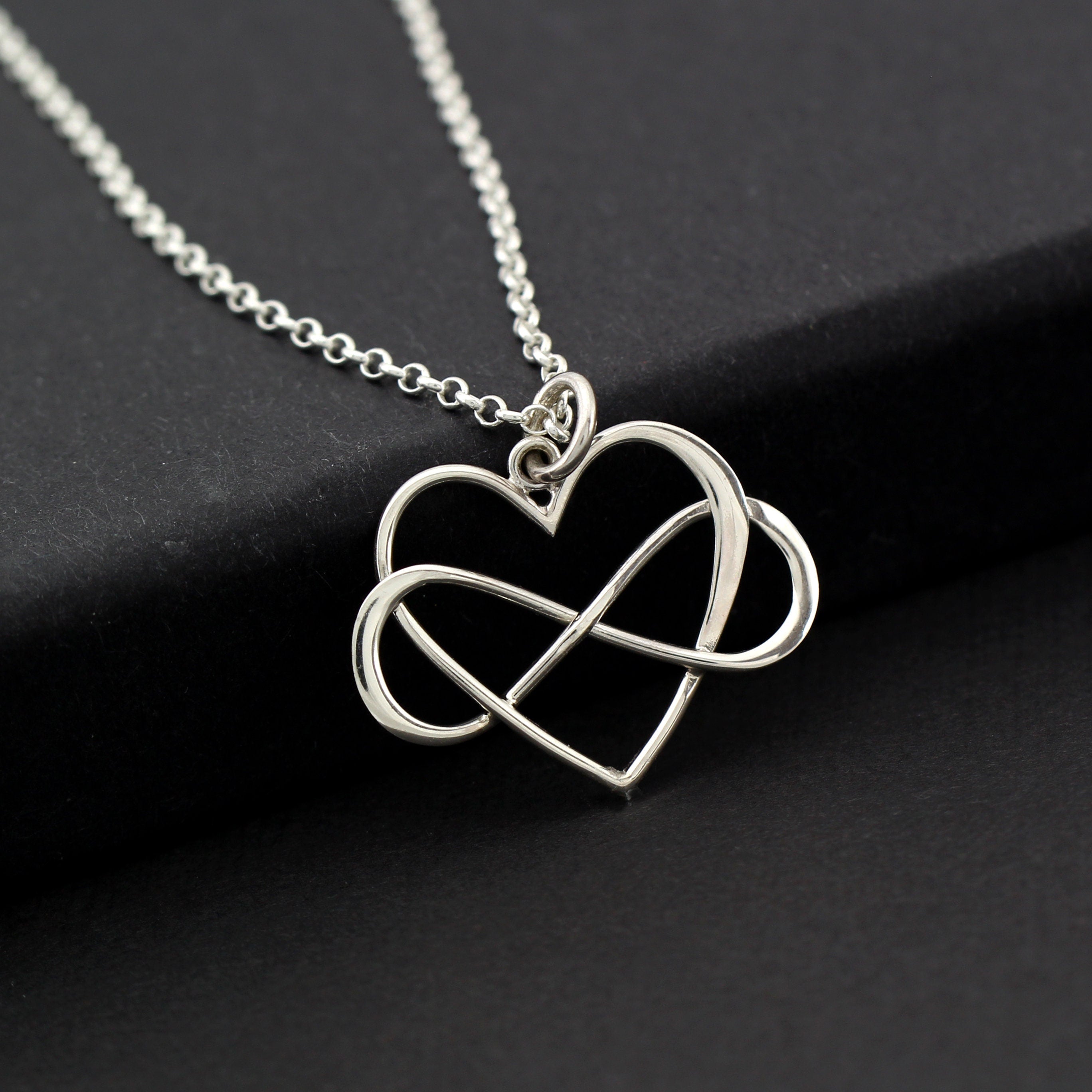 Sterling Silver Infinity Heart Necklace - Gift for Mom