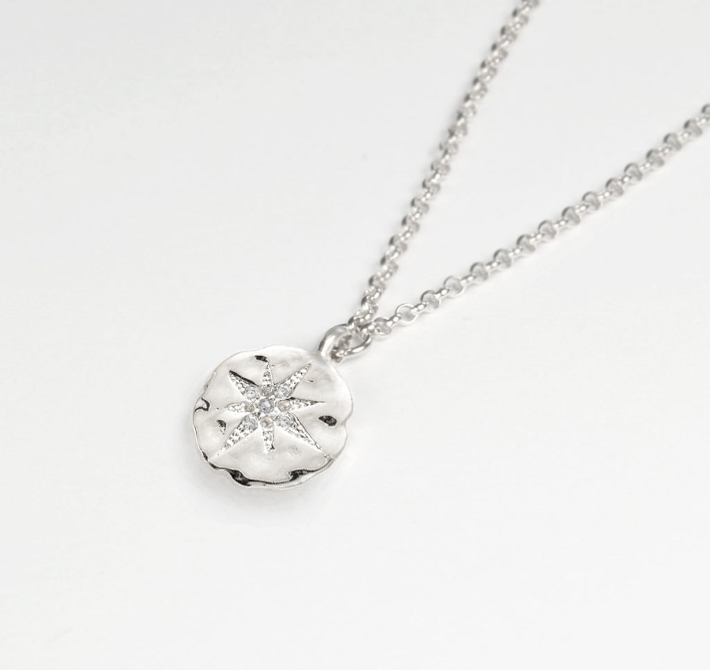 Sterling Silver Starburst Pendant Necklace - Gift For Mom