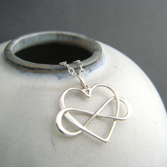 Sterling Silver Infinity Heart Necklace - Gift for Mom