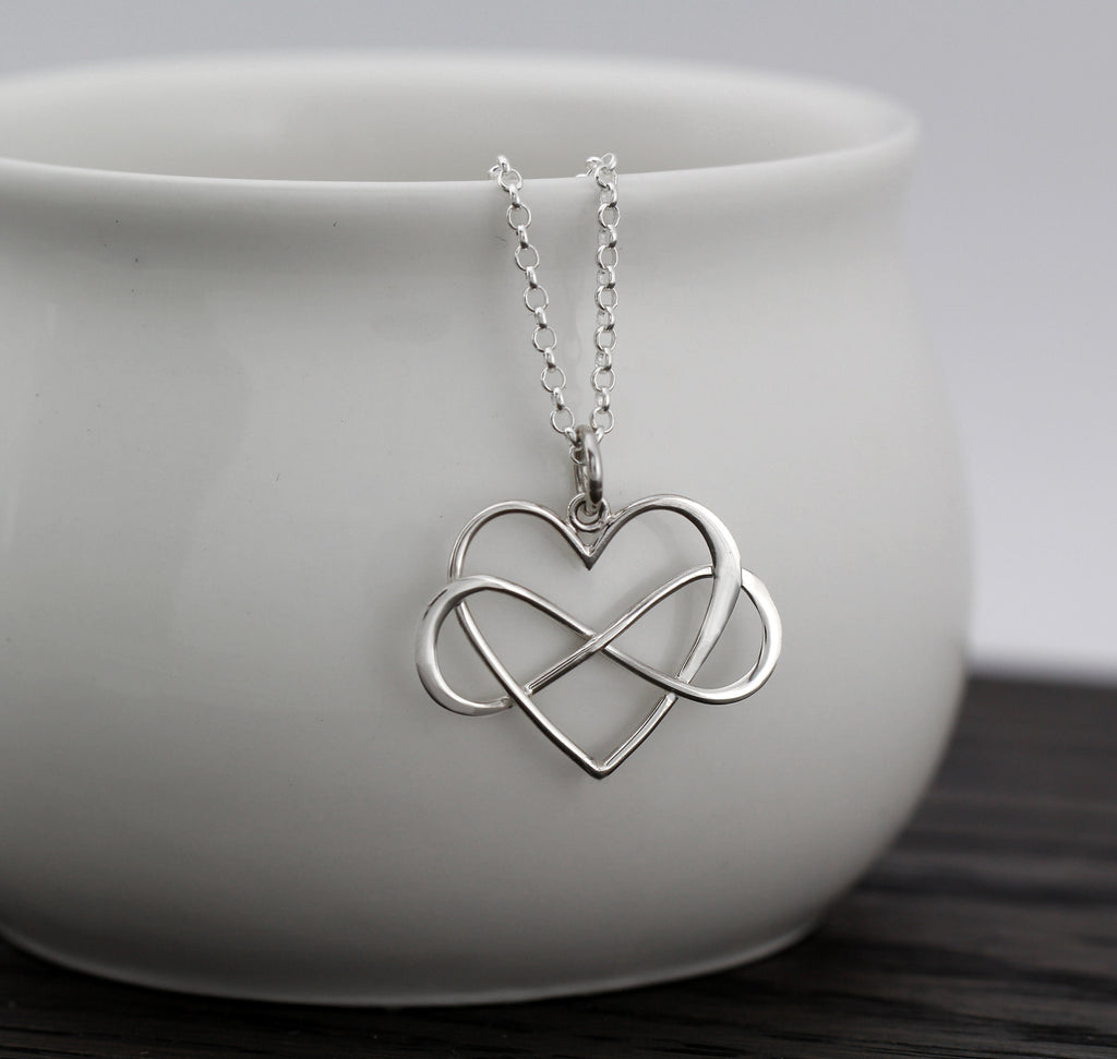 Sterling Silver Infinity Heart Necklace - Gift for Mom