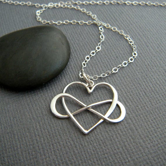 Sterling Silver Infinity Heart Necklace - Gift for Mom