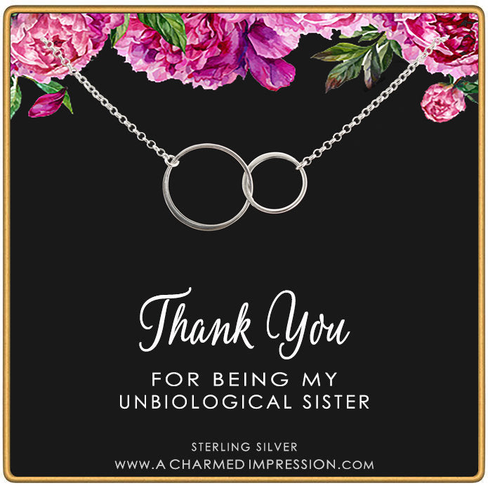 Silver Sister Necklace: Interlocking Circle Friendship Gift