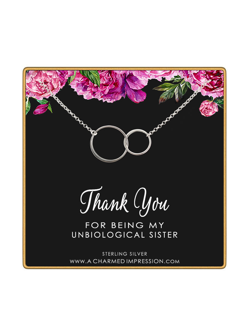 Silver Sister Necklace: Interlocking Circle Friendship Gift