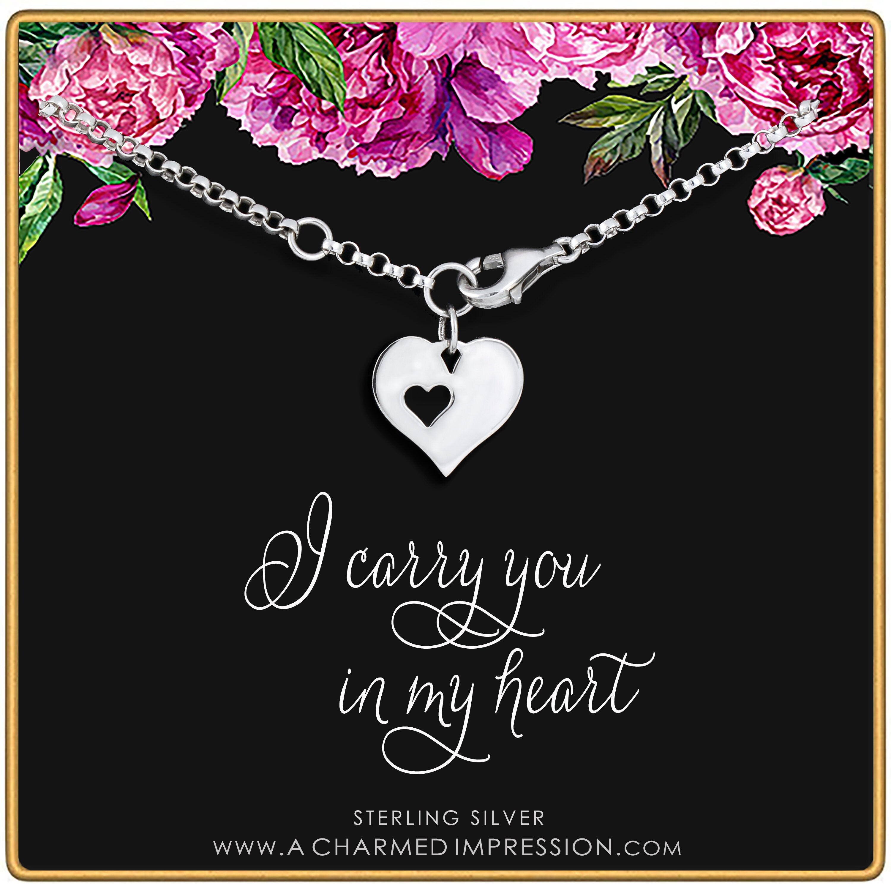 Heart Cutout Heart Bracelet: Silver or Gold Charm