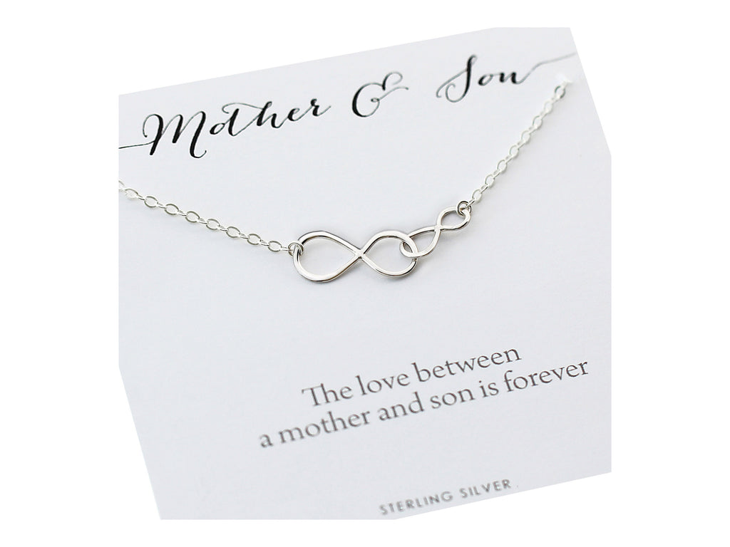 Sterling Silver Double Infinity Necklace: Mother Son Infinite Love