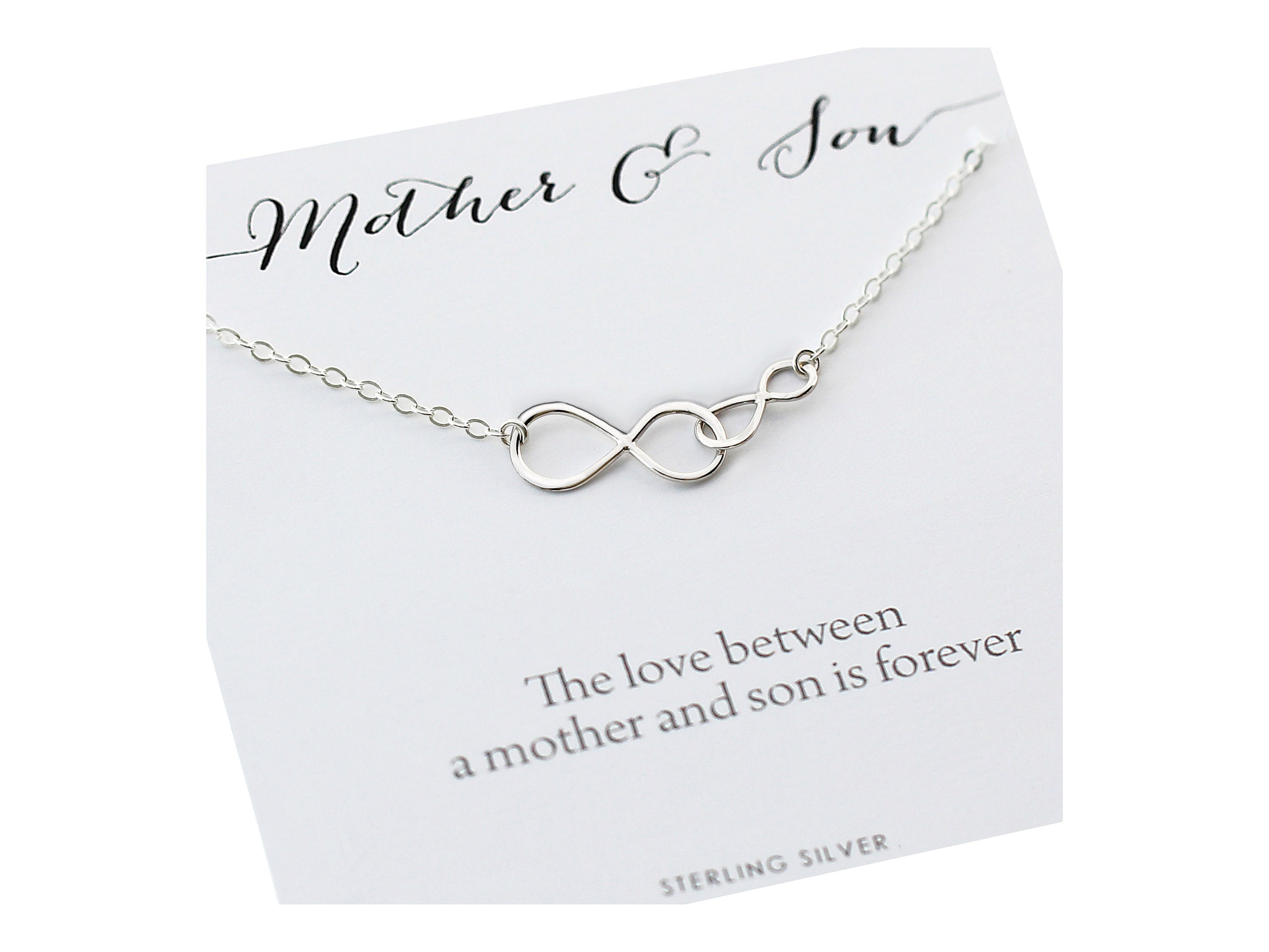 Sterling Silver Double Infinity Necklace: Mother Son Infinite Love
