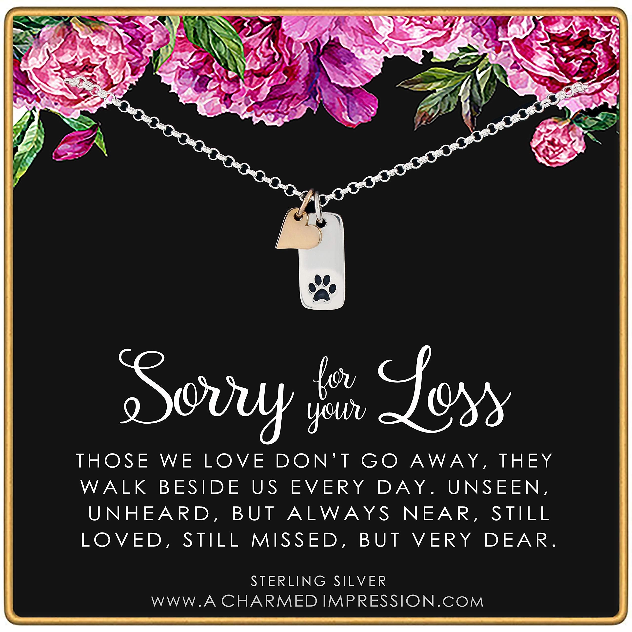 Sterling Silver Paw Print Necklace: Pet Loss Memorial Gift