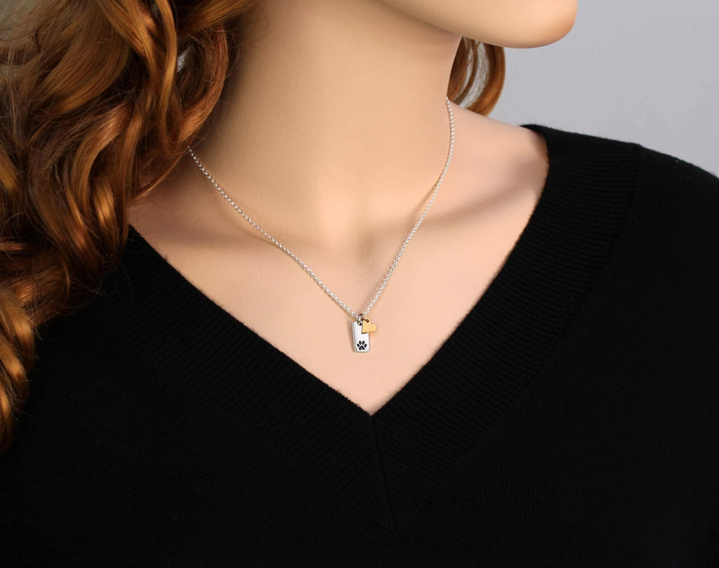 Sterling Silver Paw Print Necklace: Pet Loss Memorial Gift