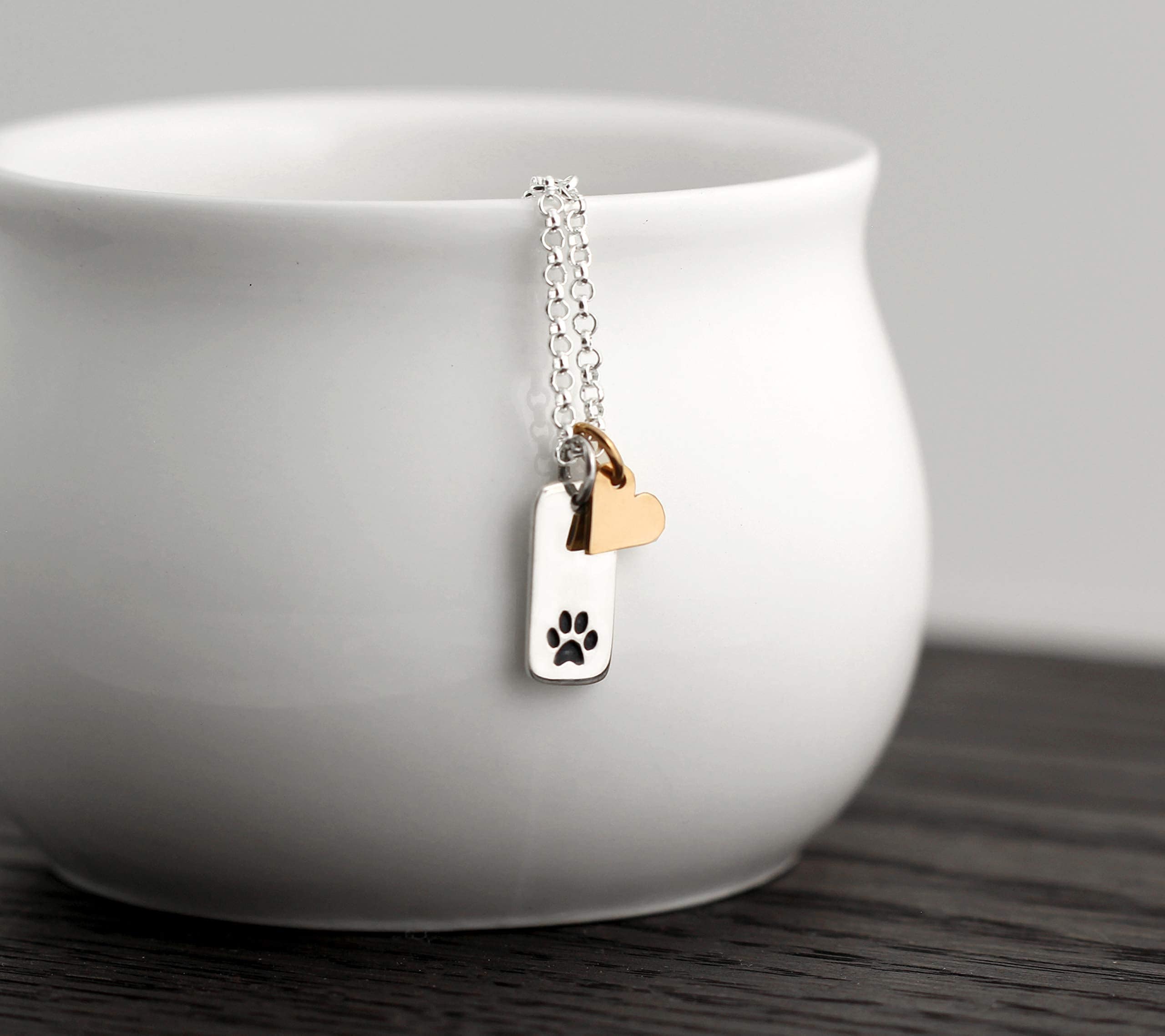 Sterling Silver Paw Print Necklace: Pet Loss Memorial Gift