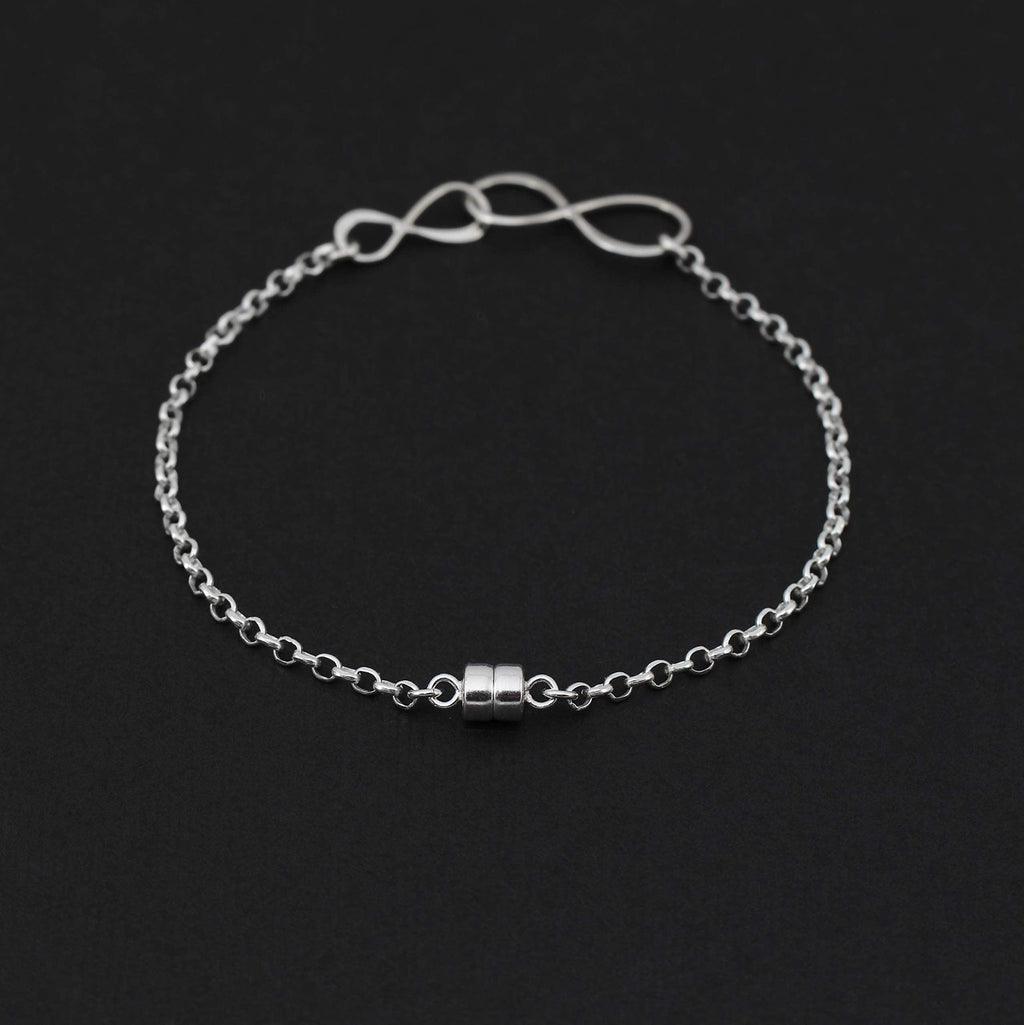 Grandmother Grandson Sterling Silver Bracelet: Infinity Link, Magnetic Clasp
