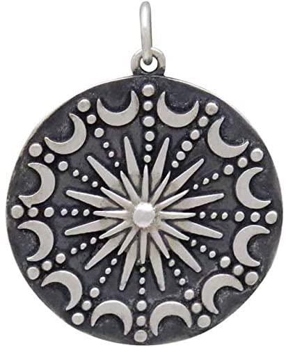 Sterling Silver Sun & Moon Mandala Necklace: Celestial Pendant