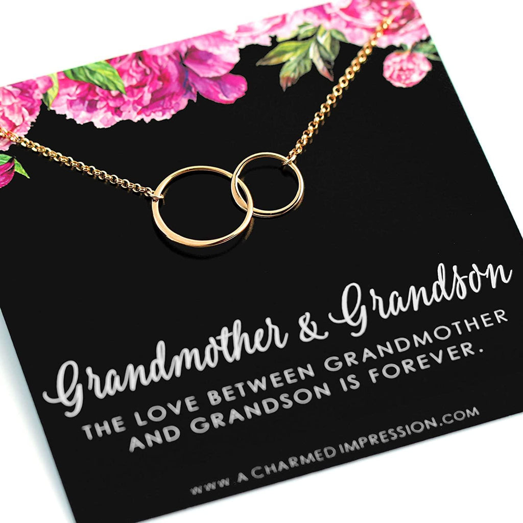 Gold Eternity Circles Necklace: Gift for Grandma from Grandson