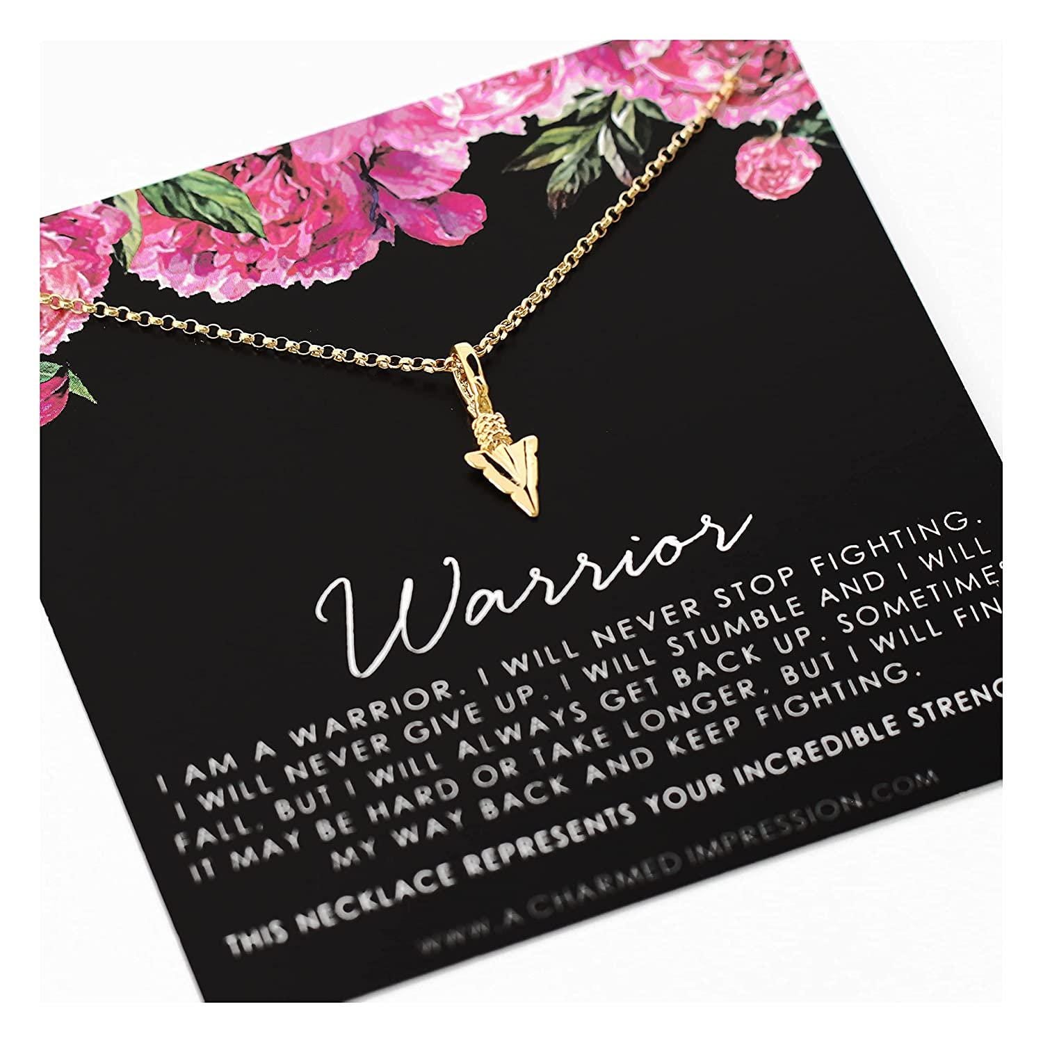 Arrowhead Charm Necklace: Gold Warrior Jewelry, Encouragement Gift