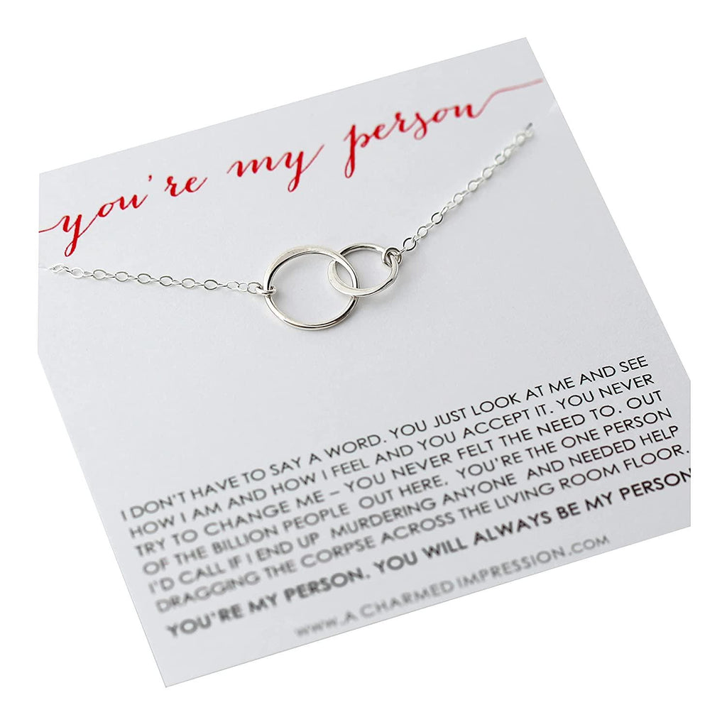 Sterling Silver Connected Circles Necklace: You Are My Person Friendship Gift