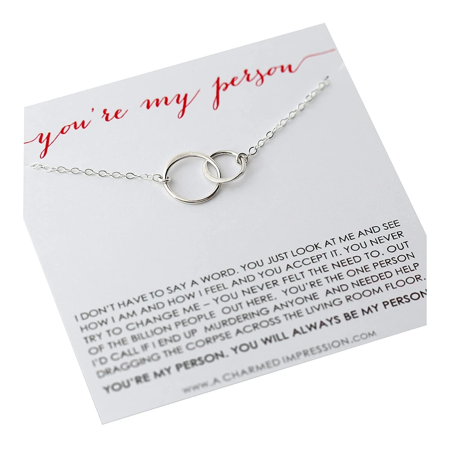 Sterling Silver Connected Circles Necklace: You Are My Person Friendship Gift