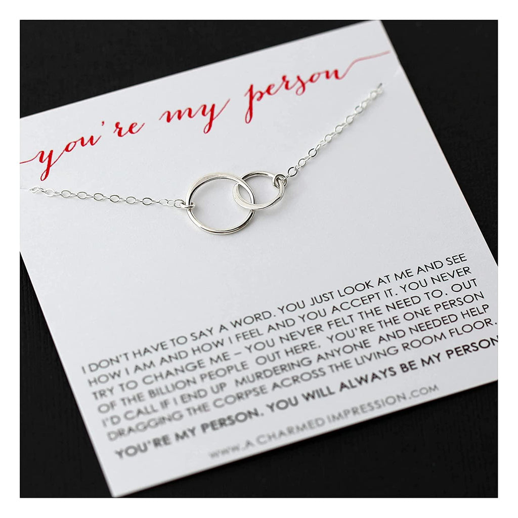 Sterling Silver Connected Circles Necklace: You Are My Person Friendship Gift