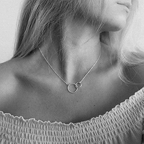 Sterling Silver Connected Circles Necklace: You Are My Person Friendship Gift